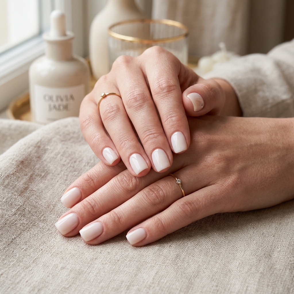 Elegant hands with structured gel manicured nails